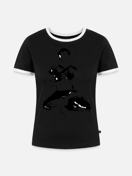 Yogi - Frauen Kontrast-T-Shirt - Schwarz/Weiß