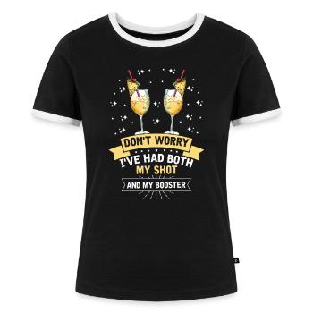 Bier Party Alkohol Shots Feiern Karneval Fasching - Frauen Kontrast-T-Shirt - Schwarz/Weiß - Vorne - Selfina (174cm)