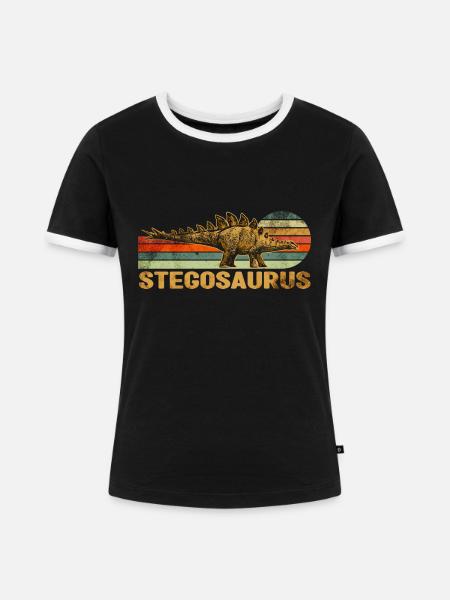 Stegosaurus - Frauen Kontrast-T-Shirt - Schwarz/Weiß
