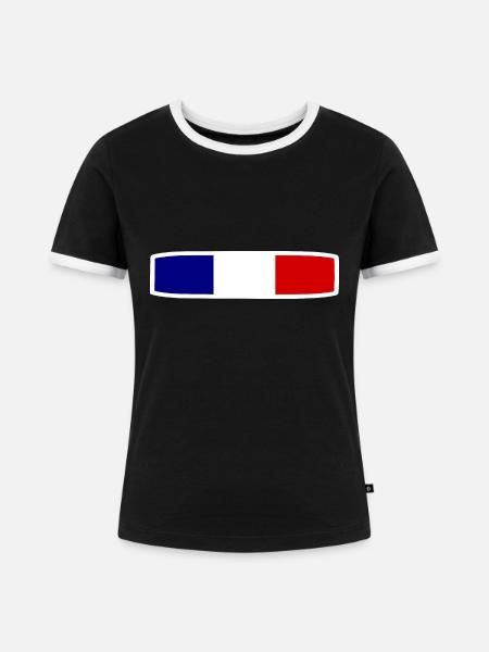 FRANKREICH - Frauen Kontrast-T-Shirt - Schwarz/Weiß