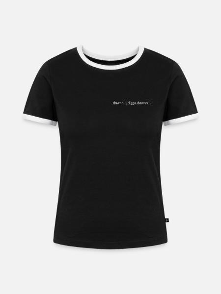downhill, digga. downhill. - Frauen Kontrast-T-Shirt - Schwarz/Weiß