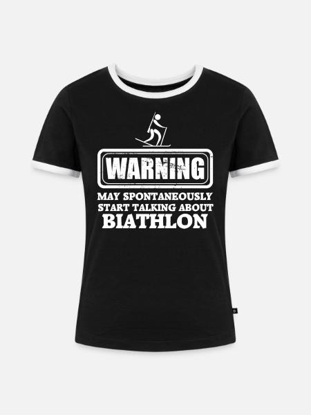 Biathlon - Frauen Kontrast-T-Shirt - Schwarz/Weiß