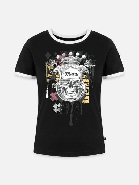 CoolSkull - Frauen Kontrast-T-Shirt - Schwarz/Weiß