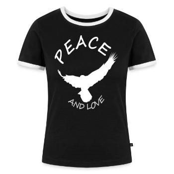 Vogel Freiheit Friedenszeichen Friedensbewegung - Frauen Kontrast-T-Shirt - Schwarz/Weiß - Vorne - Selfina (174cm)