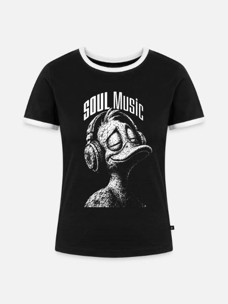 Soul Music Duck - Frauen Kontrast-T-Shirt - Schwarz/Weiß