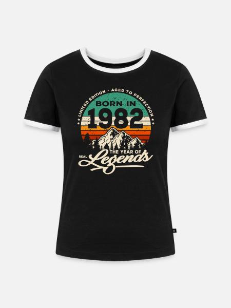 Legenden werden 1982 geboren - Frauen Kontrast-T-Shirt - Schwarz/Weiß