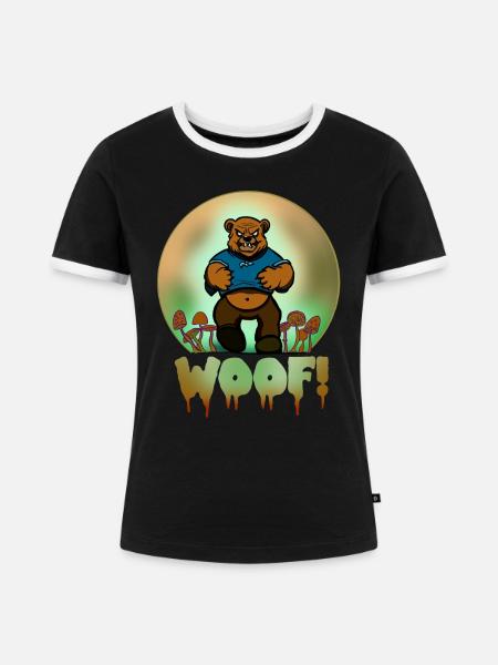 Woof Halloween Bär - Frauen Kontrast-T-Shirt - Schwarz/Weiß