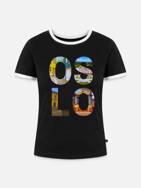 Oslo, Norwegen - Frauen Kontrast-T-Shirt - Schwarz/Weiß