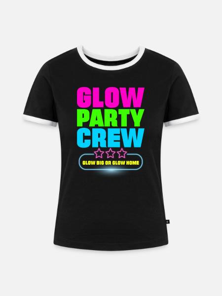 Glow Party Crew - Frauen Kontrast-T-Shirt - Schwarz/Weiß
