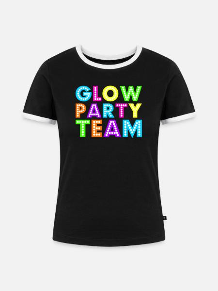 Glow Party Team - Frauen Kontrast-T-Shirt - Schwarz/Weiß