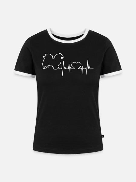 Tibet-Spaniel Shirt Geschenk - Frauen Kontrast-T-Shirt - Schwarz/Weiß