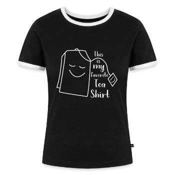 Lieblings Tee Shirt Geschenk für Tee-Liebhaber - Frauen Kontrast-T-Shirt - Schwarz/Weiß - Vorne - Selfina (174cm)