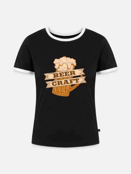 Bier Handwerk - Handgemachtes Bier - Frauen Kontrast-T-Shirt - Schwarz/Weiß
