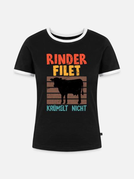 Fleisch Fleischliebe Grillfleisch Steak Spruch - Frauen Kontrast-T-Shirt - Schwarz/Weiß