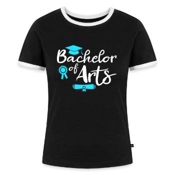 Bachelor of Arts Bachelorabschluss - Frauen Kontrast-T-Shirt - Schwarz/Weiß - Vorne - Selfina (174cm)