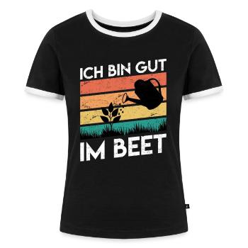 Ich bin gut im Beet Gärtner - Frauen Kontrast-T-Shirt - Schwarz/Weiß - Vorne - Selfina (174cm)