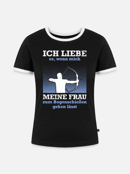 Ehemann Bogenschützen Papa Bogenschießen - Frauen Kontrast-T-Shirt - Schwarz/Weiß