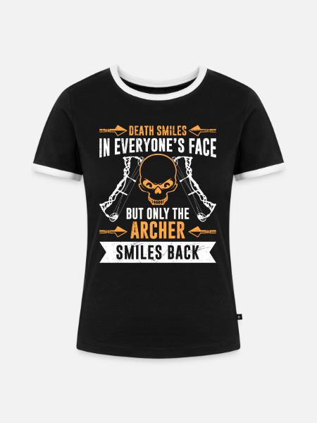 Compoundbogen Bogenschütze Bogenschießen - Frauen Kontrast-T-Shirt - Schwarz/Weiß