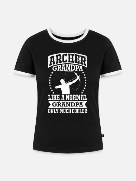 Bogenschützen Opa Bogenschießen - Frauen Kontrast-T-Shirt - Schwarz/Weiß