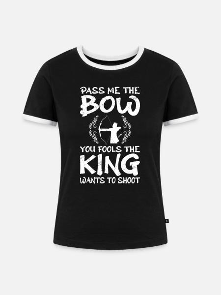 König will Bogenschießen Bogenschütze - Frauen Kontrast-T-Shirt - Schwarz/Weiß