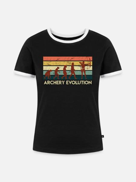 Archery Evolution Bogenschießen - Frauen Kontrast-T-Shirt - Schwarz/Weiß