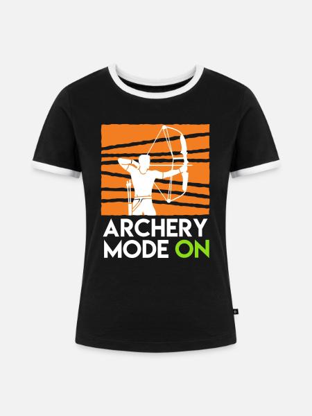 Archery Mode On Compoundbogen - Frauen Kontrast-T-Shirt - Schwarz/Weiß