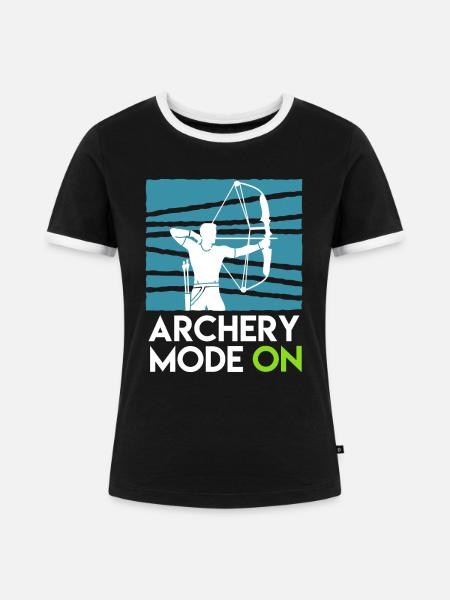 Archery Mode On Compoundbogen - Frauen Kontrast-T-Shirt - Schwarz/Weiß