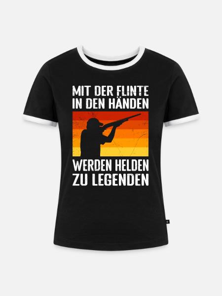 Tontaubenschießen - Frauen Kontrast-T-Shirt - Schwarz/Weiß