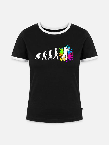 Paintball Evolution Paintballer - Frauen Kontrast-T-Shirt - Schwarz/Weiß