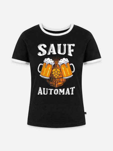 Sauf Automat Biertrinker Bier - Frauen Kontrast-T-Shirt - Schwarz/Weiß