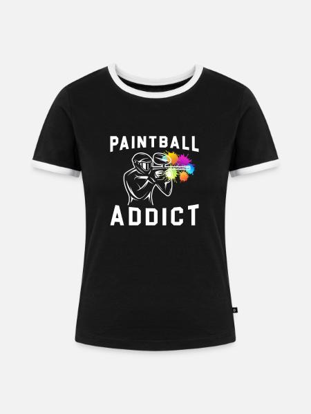 Paintball / Airsoft / Paintballer: Paintball - Frauen Kontrast-T-Shirt - Schwarz/Weiß