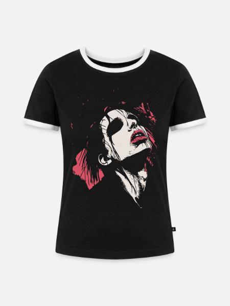 Gothic Pleasure Splat - Frauen Kontrast-T-Shirt - Schwarz/Weiß