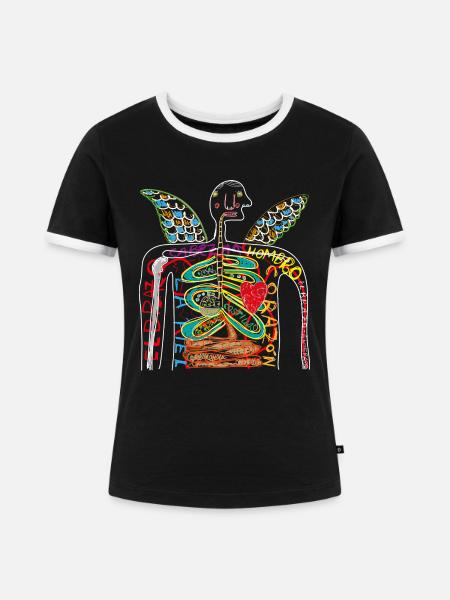 Schneeeulen-Humanographie - Frauen Kontrast-T-Shirt - Schwarz/Weiß