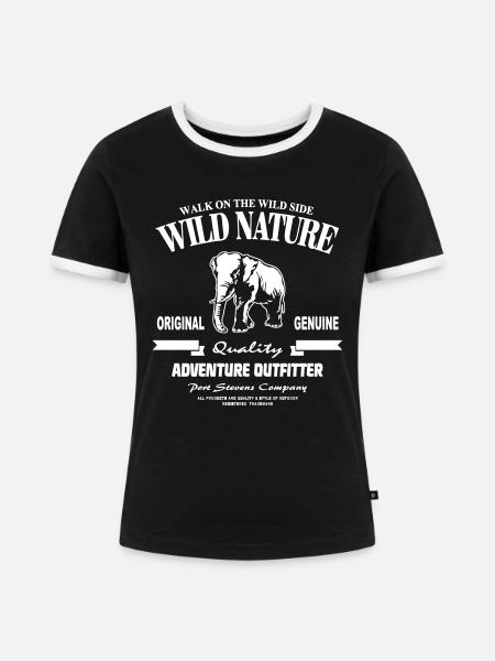 Wild Nature - Elephant - Elefant - Frauen Kontrast-T-Shirt - Schwarz/Weiß