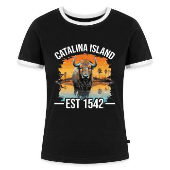 Catalina Island Birthday Crew - Frauen Kontrast-T-Shirt - Schwarz/Weiß - Vorne - Selfina (174cm)