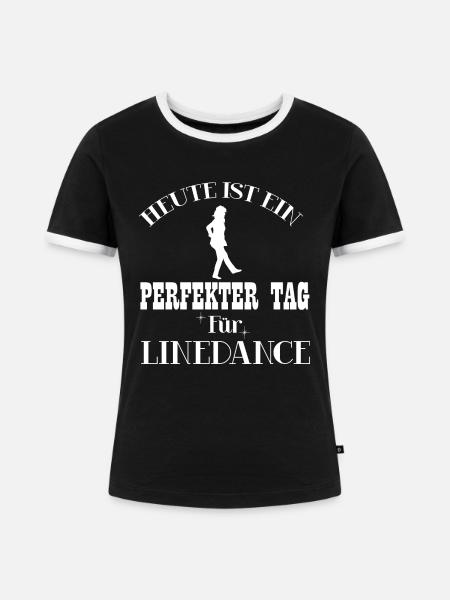Linedance - Frauen Kontrast-T-Shirt - Schwarz/Weiß