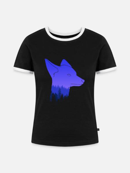 Fuchskopf Fuchs - Frauen Kontrast-T-Shirt - Schwarz/Weiß