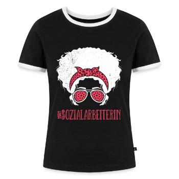 Sozialarbeiter Ich bin Sozialarbeiterin - Frauen Kontrast-T-Shirt - Schwarz/Weiß - Vorne - Selfina (174cm)