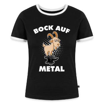 Rock Metal Bock auf Metal - Frauen Kontrast-T-Shirt - Schwarz/Weiß - Vorne - Selfina (174cm)