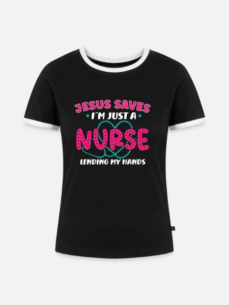 Krankenschwester Krankenpflege Klinik Sanitäter - Frauen Kontrast-T-Shirt - Schwarz/Weiß