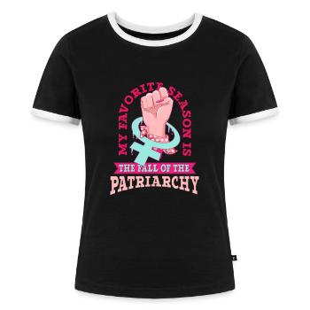 Feminismus Frauenpower Pro-choice Pro Abtreibung - Frauen Kontrast-T-Shirt - Schwarz/Weiß - Vorne - Selfina (174cm)