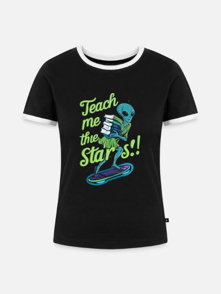 Lehrerleben Extraterrestrisches Sci-Fi Abenteuer - Frauen Kontrast-T-Shirt - Schwarz/Weiß