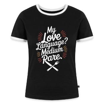 Ernährung Auf Fleischfresser-ernährung Auf Der - Frauen Kontrast-T-Shirt - Schwarz/Weiß - Vorne - Selfina (174cm)