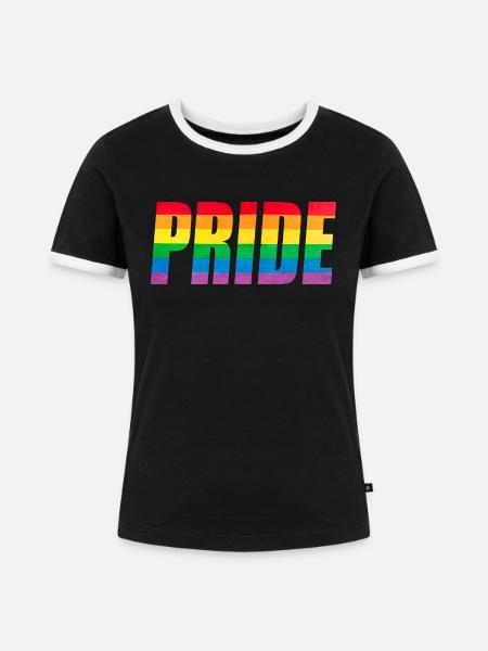 Rainbow Pride Grafik - Frauen Kontrast-T-Shirt - Schwarz/Weiß