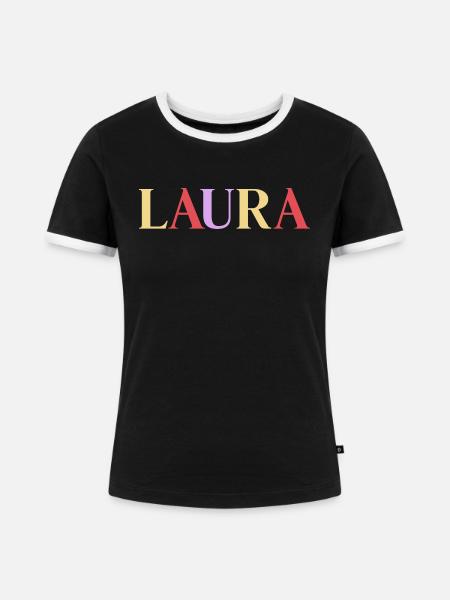 Name Spanierin Laura - Frauen Kontrast-T-Shirt - Schwarz/Weiß