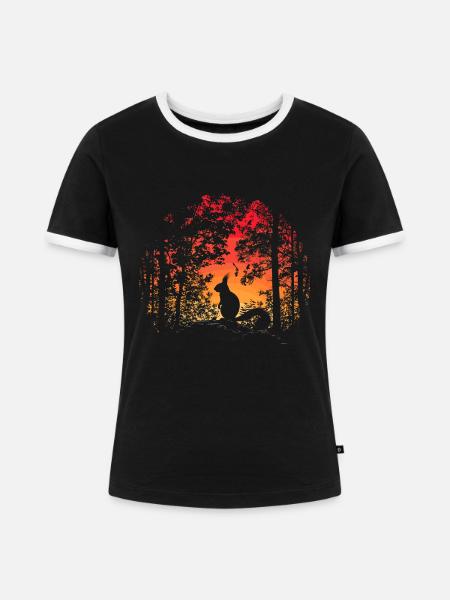 Eichhörnchen Wald Baumhörnchen Hörnchen - Frauen Kontrast-T-Shirt - Schwarz/Weiß