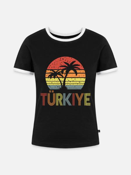 Türkiye - Frauen Kontrast-T-Shirt - Schwarz/Weiß