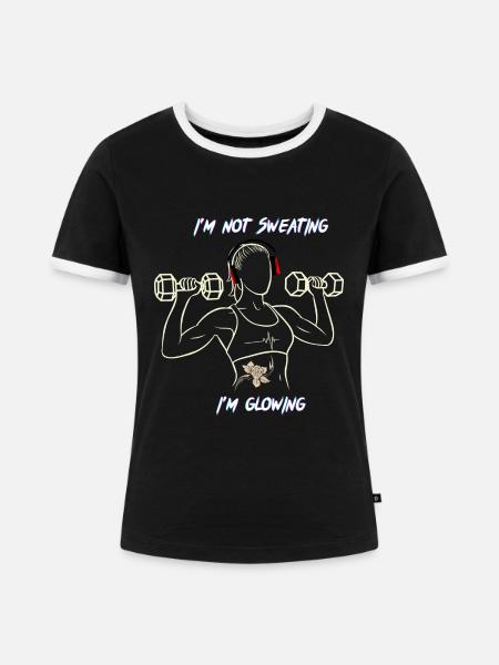 Fitness Girl mit Hanteln - Frauen Kontrast-T-Shirt - Schwarz/Weiß