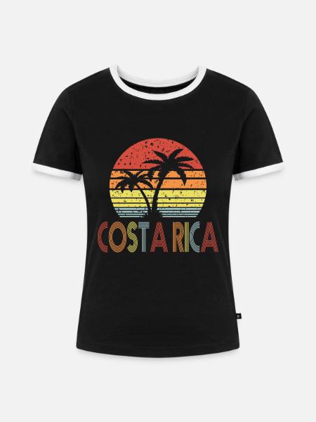 Costa Rica - Frauen Kontrast-T-Shirt - Schwarz/Weiß