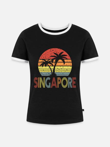 Singapore - Frauen Kontrast-T-Shirt - Schwarz/Weiß